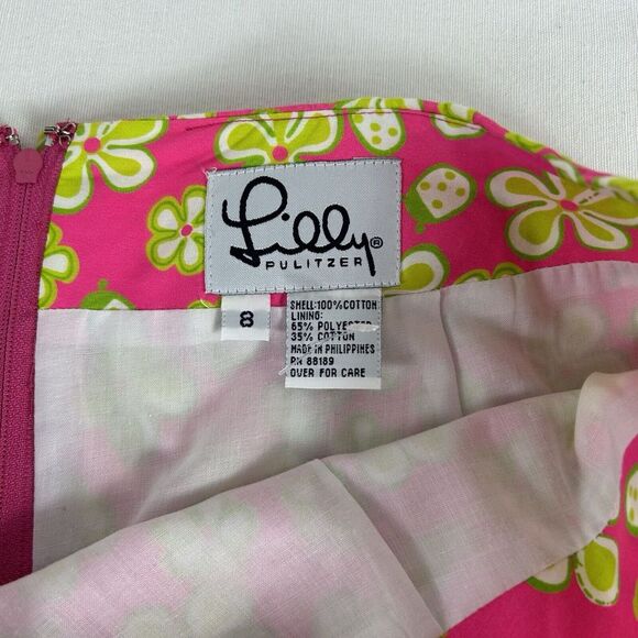 Vintage 80s Lilly Pulitzer Pink Green Dune Buggy Ladybug Mini Skirt Size 8 EUC - Picture 8 of 10